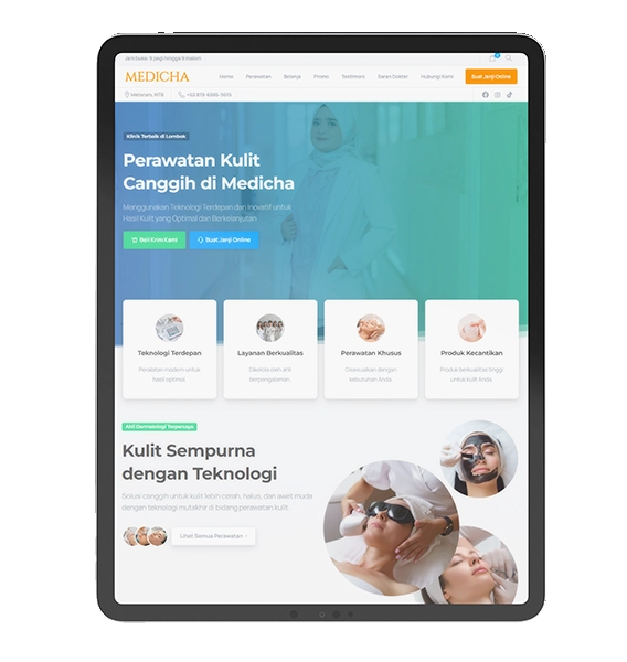 Aperçu d'un nouveau site web créé pour Medicha par une agence spécialisée dans la création de sites internet.